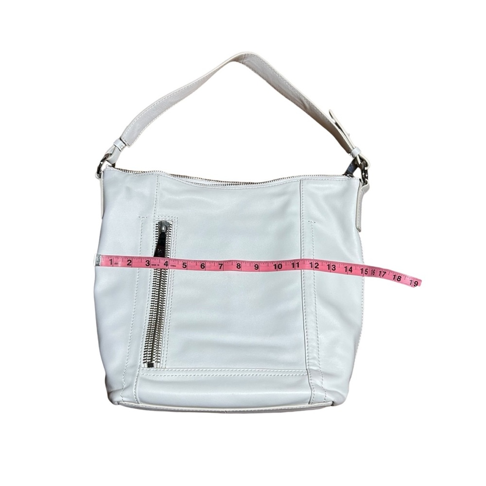 Frye Lena Zip Leather Hobo Bag White Crossbody Shoulder Purse Minimalist - Picture 15 of 16